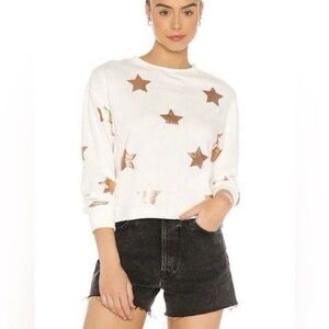 Spiritual Gangster Starry Mazzy Cropped Sweatshirt Rose Gold Stars Size Medium